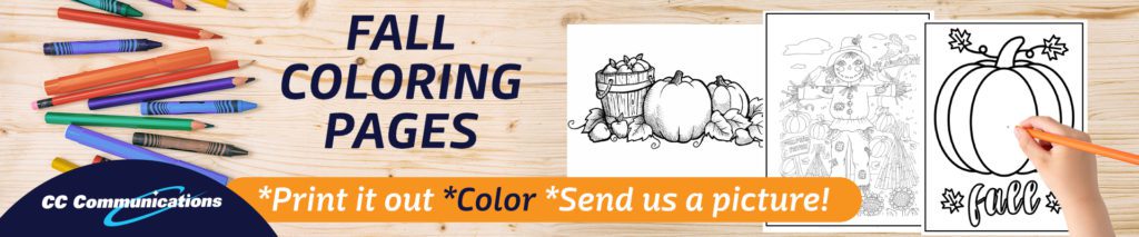 Fall coloring pages for kids banner.